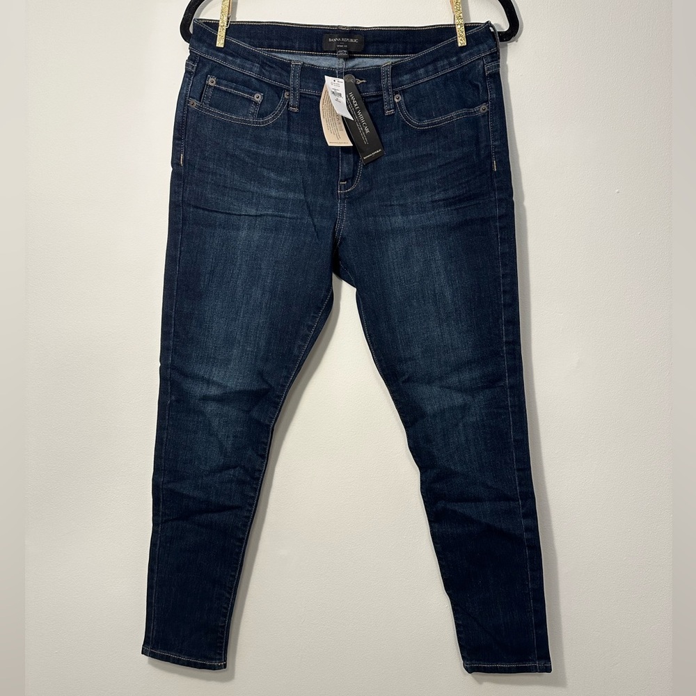 NWT Banana Republic High-Rise Skinny Jeans Size 30P in Dark Wash